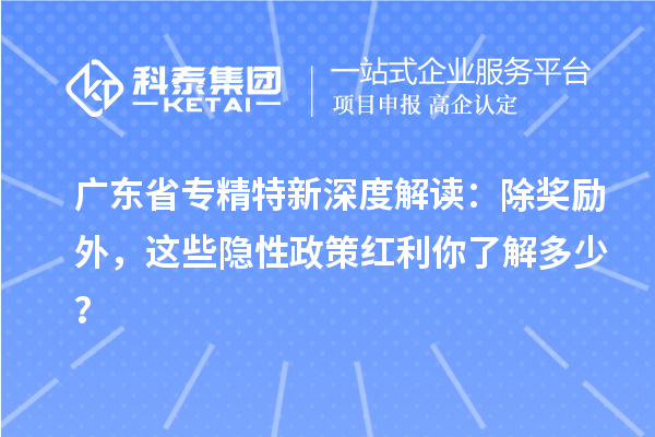 廣東省專精特新深度解讀：除獎(jiǎng)勵(lì)外，這些隱性政策紅利你了解多少？
