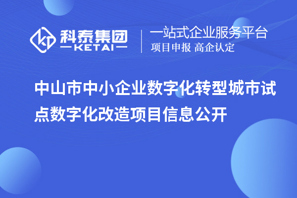 中山市中小企業(yè)數字化轉型城市試點數字化改造項目信息公開
