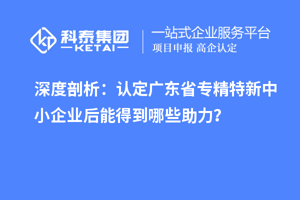 深度剖析：認(rèn)定廣東省專精特新中小企業(yè)后能得到哪些助力？