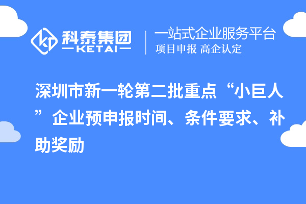 深圳市新一輪第二批重點(diǎn)“小巨人”企業(yè)預(yù)申報(bào)時(shí)間、條件要求、補(bǔ)助獎(jiǎng)勵(lì)