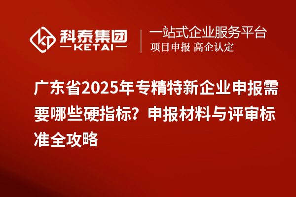 廣東省2025年專精特新企業(yè)申報需要哪些硬指標(biāo)？申報材料與評審標(biāo)準(zhǔn)全攻略