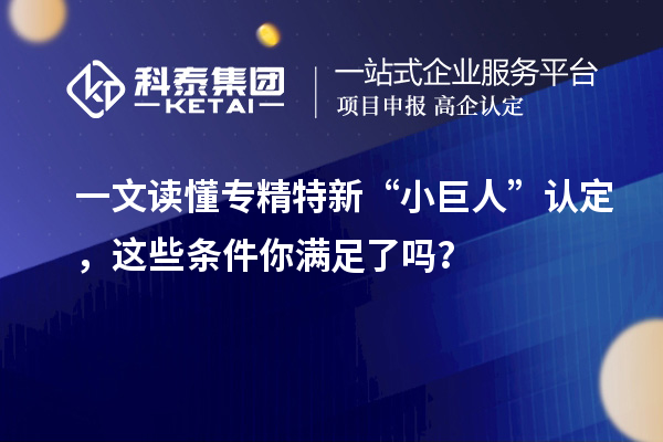 一文讀懂專精特新“小巨人”認(rèn)定，這些條件你滿足了嗎？