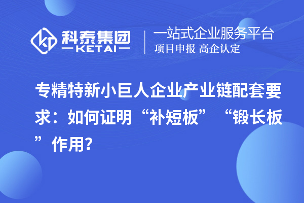 專精特新小巨人企業(yè)產(chǎn)業(yè)鏈配套要求：如何證明“補(bǔ)短板”“鍛長板”作用？