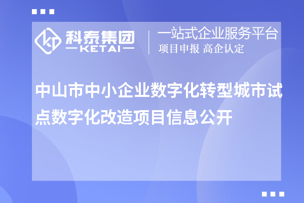 中山市中小企業(yè)數字化轉型城市試點數字化改造項目信息公開