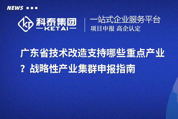 廣東省技術(shù)改造支持哪些重點(diǎn)產(chǎn)業(yè)？戰(zhàn)略性產(chǎn)業(yè)集群申報(bào)指南