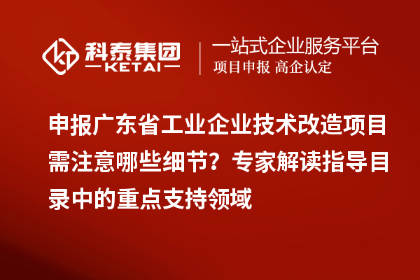 申報廣東省工業(yè)企業(yè)技術改造項目需注意哪些細節(jié)？專家解讀指導目錄中的重點支持領域