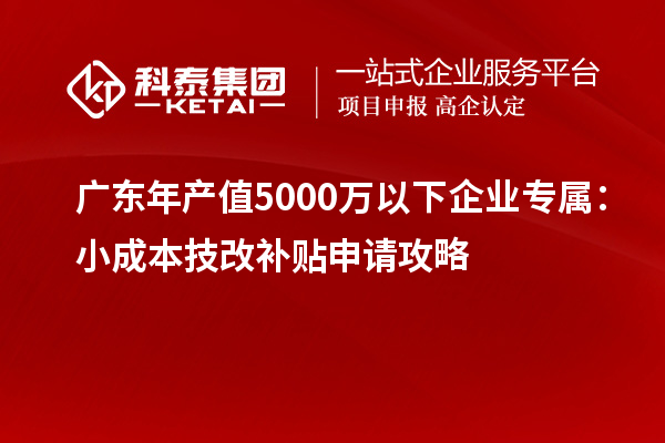 廣東年產值5000萬以下企業(yè)專屬：小成本技改補貼申請攻略