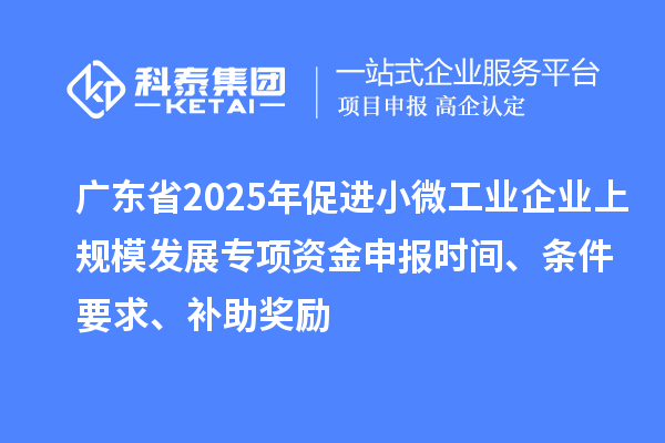 廣東省2025年促進(jìn)小微工業(yè)企業(yè)上規(guī)模發(fā)展專項(xiàng)資金申報(bào)時(shí)間、條件要求、補(bǔ)助獎(jiǎng)勵(lì)