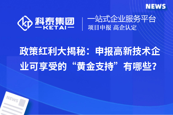 政策紅利大揭秘：申報(bào)高新技術(shù)企業(yè)可享受的“黃金支持”有哪些？