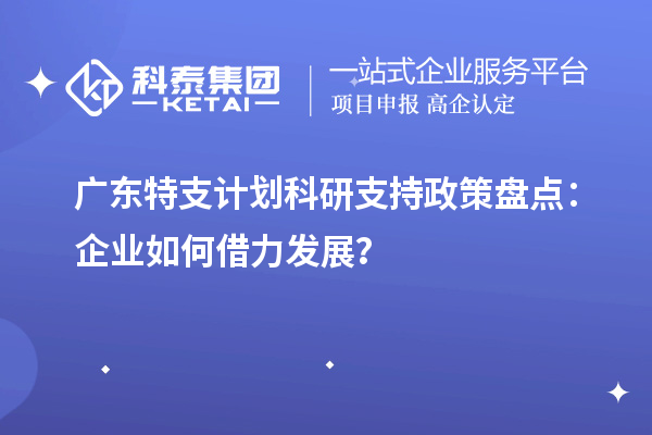 廣東特支計劃科研支持政策盤點：企業(yè)如何借力發(fā)展？