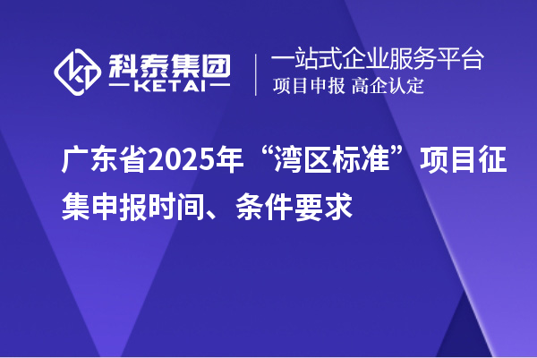廣東省2025年“灣區(qū)標準”項目征集申報時間、條件要求