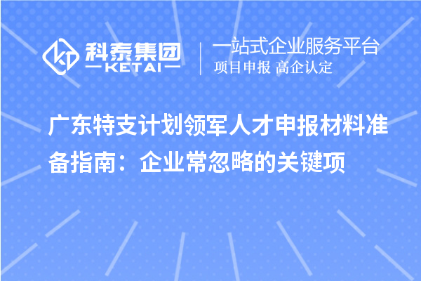 廣東特支計劃領(lǐng)軍人才申報材料準備指南：企業(yè)常忽略的關(guān)鍵項