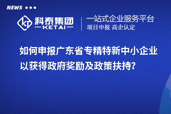 如何申報(bào)廣東省專精特新中小企業(yè)以獲得政府獎(jiǎng)勵(lì)及政策扶持？