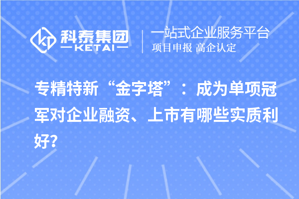 專精特新“金字塔”：成為單項冠軍對企業(yè)融資、上市有哪些實質(zhì)利好？