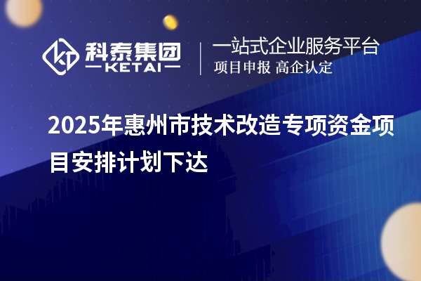 2025年惠州市技術(shù)改造專項(xiàng)資金項(xiàng)目安排計(jì)劃下達(dá)