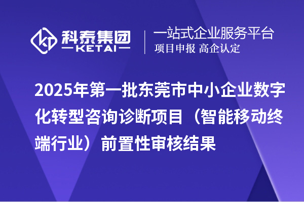2025年第一批東莞市中小企業(yè)數(shù)字化轉(zhuǎn)型咨詢診斷項目（智能移動終端行業(yè)）前置性審核結(jié)果