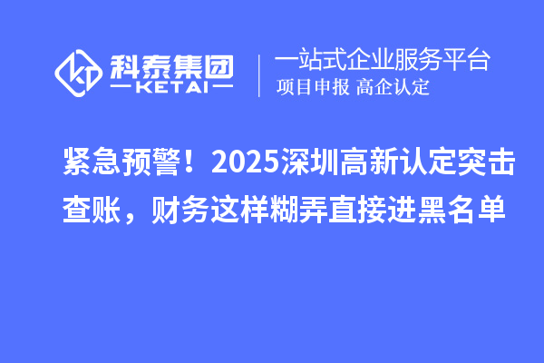 緊急預(yù)警！2025深圳高新認(rèn)定突擊查賬，財(cái)務(wù)這樣糊弄直接進(jìn)黑名單