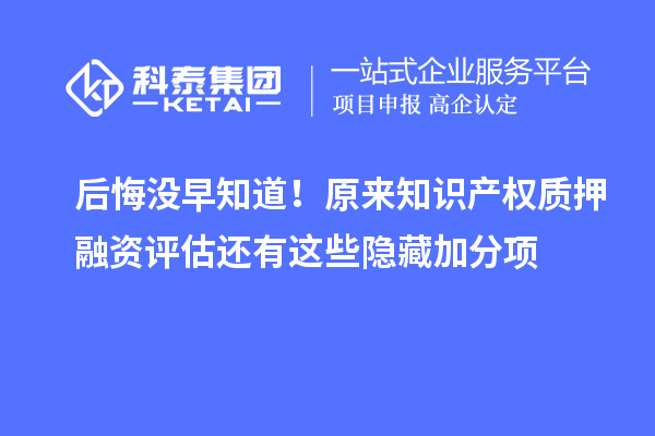 后悔沒早知道！原來知識產(chǎn)權(quán)質(zhì)押融資評估還有這些隱藏加分項