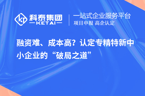 融資難、成本高？認(rèn)定專精特新中小企業(yè)的“破局之道”